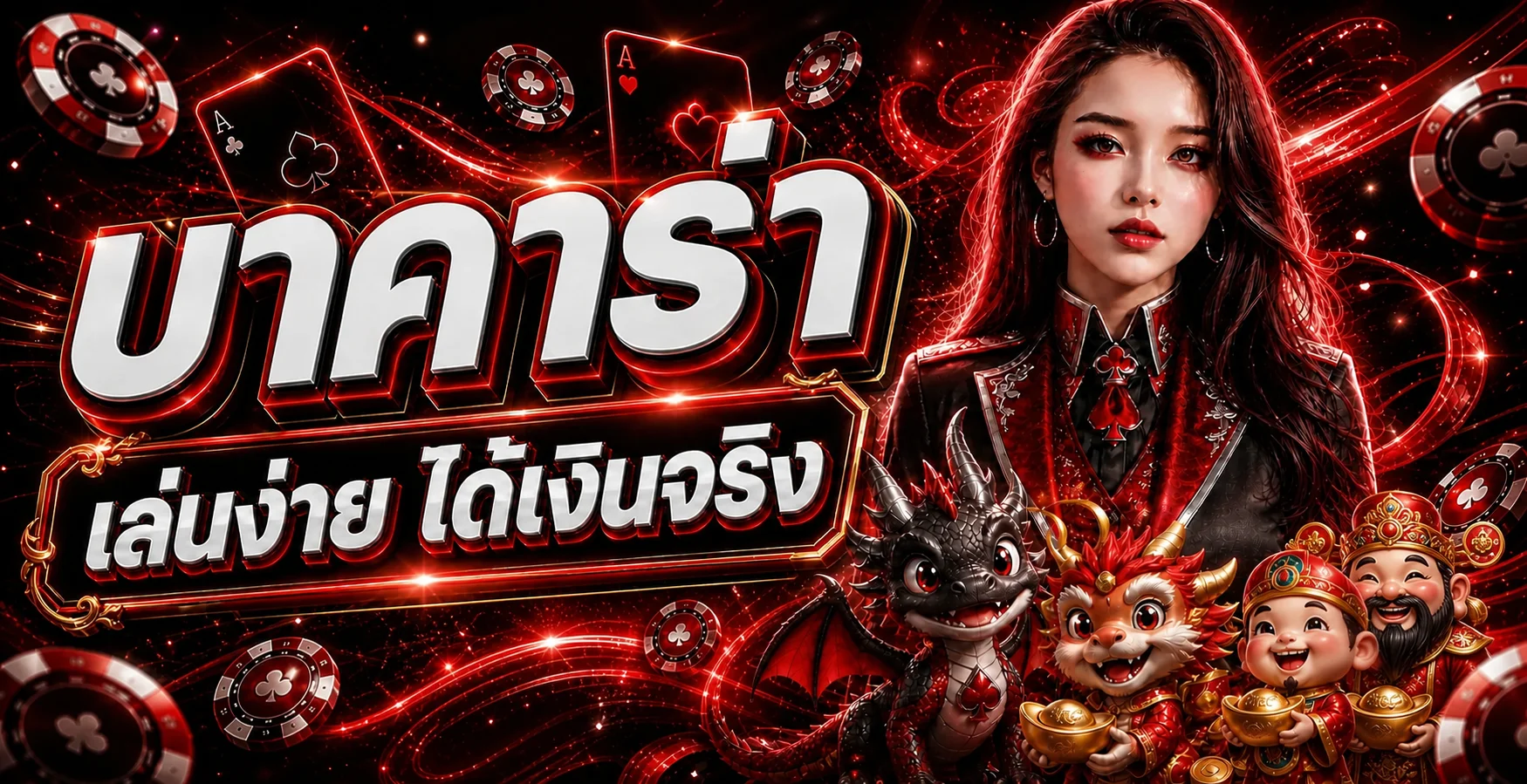 แบนเนอร์บาคาร่า Heng666 โทนแดงดำ